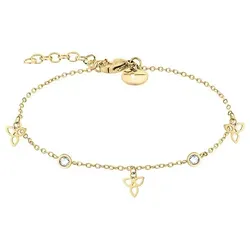 Tamaris Damen Armband aus Edelstahl mit Zirkoniasteinen - Elegantes Armband in Gold mit Blütenanhängern, 21 cm lang und verlängerbar. Ideal als Geschenk, verpackt in einer original Tamaris Geschenkverpackung.