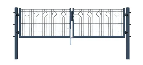 Terrasse2000 Gartentor 300 x 80 cm Doppelstabmatten Doppeltor 2-flügelig Karo Anthrazit
