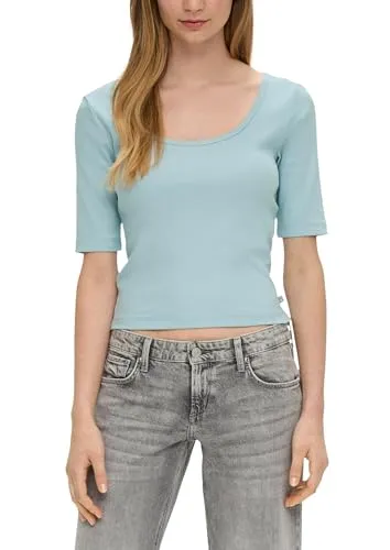 s.Oliver Damen 2144110 T-Shirt Rippstruktur, türkis, S