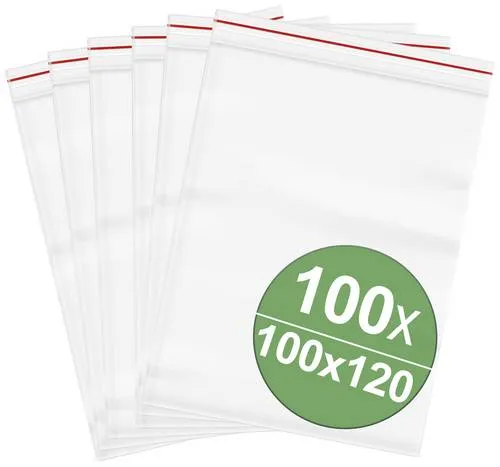 Druckverschlussbeutel ohne Beschriftungsstreifen (B x H) 100mm x 120mm Transparent Polyethylen 100St.
