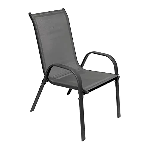 Stapelstuhl Stapelsessel Gartenstuhl Metall Textilen in Anthrazit