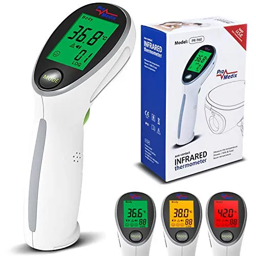 ProMedix PR-960 2 in 1 Fieberthermometer Oberflächenthermometer Infrarot Thermometer Stirnthermometer Berührungslos Digital