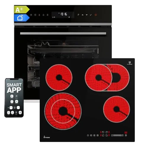 KKT KOLBE Autarkes Herdset 60cm mit Backofen EB8317HC und Kochfeld CH5901RL - Herdsets mit Drehspieß und PowerAir Heißluft-Funktion für perfekte Garergebnisse. Das elegante Kochfeld mit SUPERKERAMIK-Oberfläche ist leicht zu reinigen und ideal für kleine Küchen.
