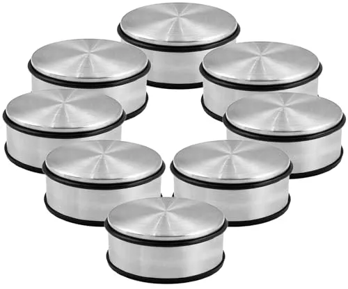 8er Set Türstopper Edelstahl massiv - Schwerer Türstopper mit Gummiring - Türstopper aus 1,2 kg schwerem Edelstahl, rutschfest und ideal für alle Bodenoberflächen. Modernes Design für Wohnräume und Büros, sorgt für Stabilität und Sicherheit.