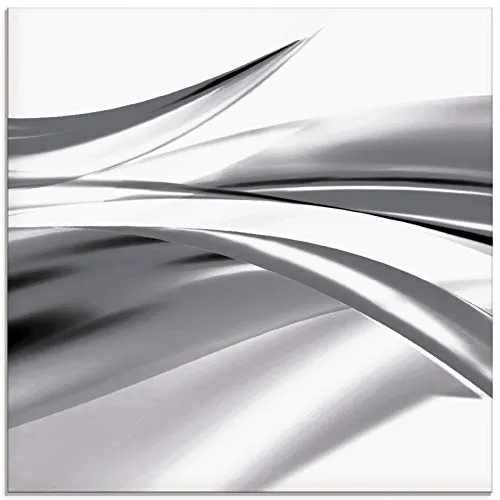 ARTland Wanddeko Glasbilder Wandbild Glas Bild einteilig 50x50 cm Quadratisch Moderne Kunst Abstrakt Modern Rauch Welle Grau S7KX