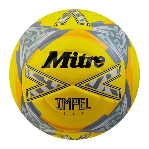 Mitre Impel Evo Fußball | Strapazierfähiger Trainingsball mit Hyperseam-Technologie - Trainingsbälle für Fußball, ideal für intensives Training dank der langlebigen Hyperseam-Technologie in auffälligem Fluo-Gelb und Schwarz.