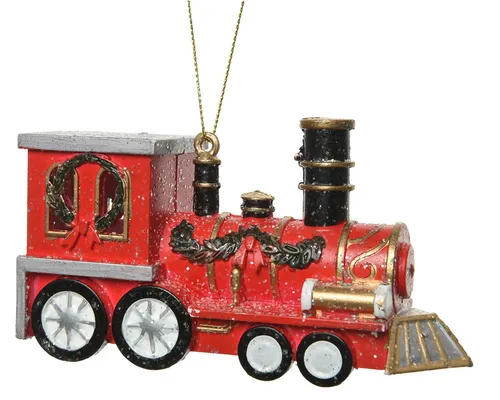 Kaemingk Christbaumschmuck, Christbaumschmuck Kunststoff Lokomotive 12cm rot
