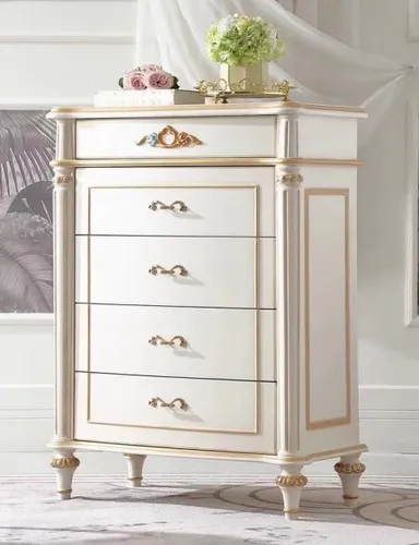 Klassische Weiße Kommode im Retro-Stil - Elegante Kommode mit 4 Schubladen, Maße: 83 x 46 x 112 cm. Ideal für Schlafzimmer, bietet praktischen Stauraum und verleiht jedem Raum einen stilvollen Akzent.