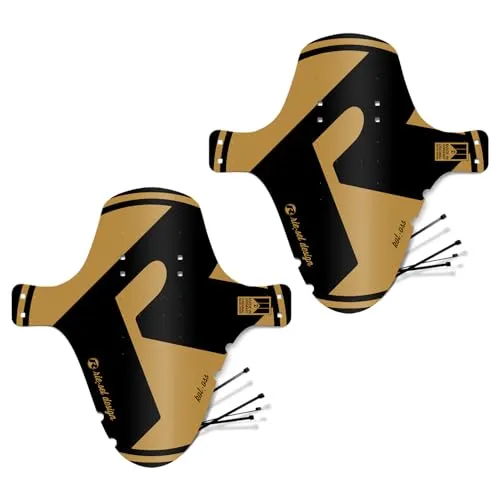 Riesel Design 2 x Mudguard - kol:OSS - XL MTB Schutzblech inkl. Kabelbinder/Stylischer MTB Schmutzfänger/Mountainbike Schutzblech als Spritzschutz für alle Radgrößen - (Gold Set)