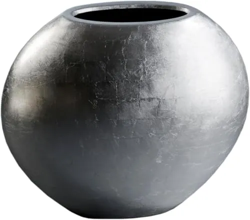 VIVANNO Bodenvase Fiberglas OVALE Rund in silber von VIVANNO