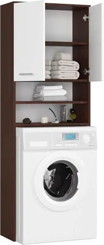 BDW Waschmaschinenschrank 180x64x30 cm, Badezimmer Hochschrank, Badezimmerschrank Hoch, Badezimmer Möbel, Bad Schrank Badezimmerschrank, Badregal, Waschmaschine, Venga/Weiß