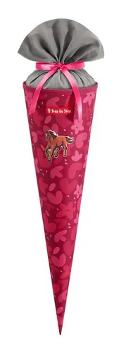 Step by Step Schultüte mit eingenähtem Bändchen - Schultüte im passenden Design zum Ranzen, aus 100% recyceltem Material, ideal für den umweltbewussten Start ins Schulleben mit 5 Litern Volumen.