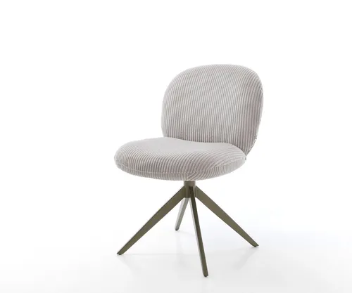 DELIFE Drehstuhl Nube-Flex Cord Silbergrau Kreuzgestell breit Effektfinish Titan 360° drehbar Wippfunktion Taschenfederkern, Esszimmerstühle