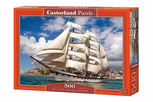 Puzzle 500 elementów. Wysoki statek odpływający z Harbour Castorla 5904438052851