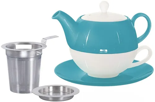 Buchensee Tea for one / Teeset Lena, Teekanne 500ml, Sieb, Abtropfschale, türkis