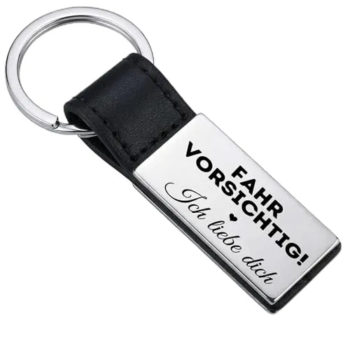 Geschenkehöhle PREMIUM Schlüsselanhänger mit edler Gravur als Schutzengel I Glücksbringer für Frau & Mann I Geschenk Fahr Vorsichtig Ich liebe dich (Fahr Vorsichtig Ich liebe dich)