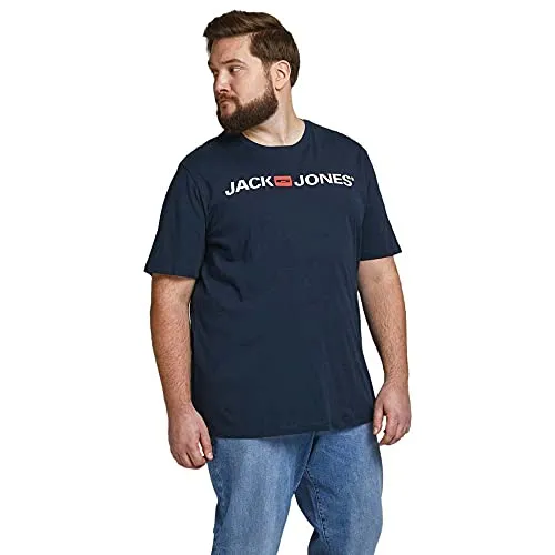 JACK & JONES Herren Rundhals T-Shirt JJECORP Logo - Slim Fit Plussize XXL-8XL, Größe:5XL, Farbe:Navy Blazer 12184987