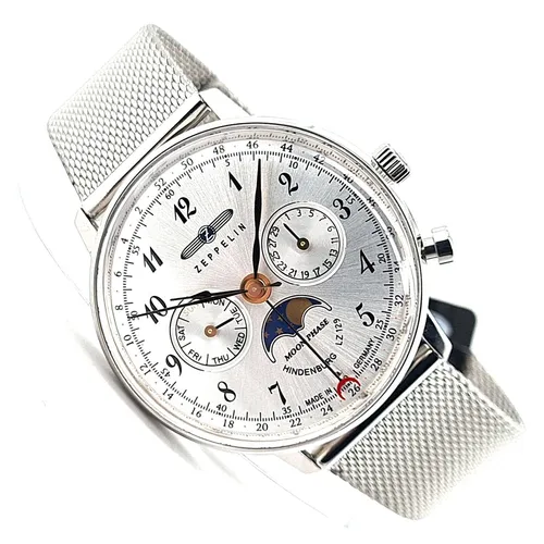 Zeppelin Unisex Analog Uhr 7037M-1 - Armbanduhr für Damen mit Schweizer Quarzwerk, elegantem Edelstahl-Gehäuse und silbernem Ziffernblatt für zeitlose Schönheit.