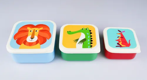 Lunchboxen Brotdosen Snackdosen für Kinder, 3er-Set, reizende Tiermotive