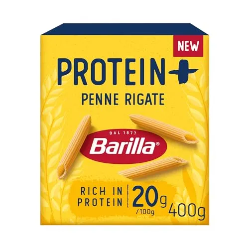 Barilla Pasta Protein+ Penne Rigate 400g - Nudeln mit 20g pflanzlichem Protein pro 100g, ideal für gesunde Ernährung. Kochzeit: 10 Minuten - der Pasta-Geschmack, den Sie lieben!