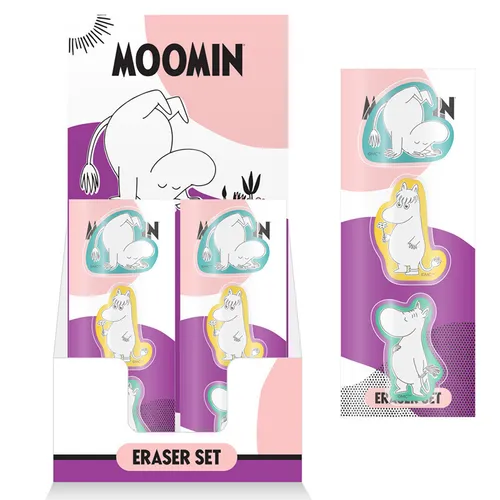 Puckator Mumin Moomin Radiergummi-Set 3teilig Pastellfarben Mumintroll