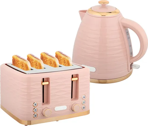 HOMCOM Toaster Frühstück-Set mit Wasserkocher in pink von HOMCOM