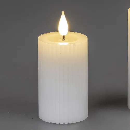 LED Kerze STREIFEN H. 8cm D. 5cm weiß mit Timer Formano von formano