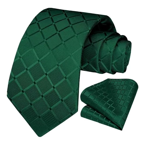 OcioDual Krawatte Dunkelgrün Krawatte Herren, Krawatten für Herren mit Einstecktuch, Tie, Elegant Set für Feiern, Events, Krawatten Damen, Hochzeitskrawatten, Geschäftsleute, Gravatas Hommes