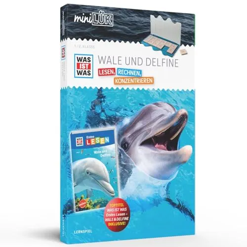 LÜK MiniLÜK Set: WAS IST WAS Wale und Delfine Lesen 244895 - Sets für Kinder von 5-7 Jahren, fördert spielerisch das Lesen und Wissen über Wale und Delfine.