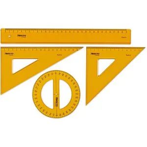 Aristo Geometrie-Set AR22509, Contrast, 4-teilig, Lineal, 2 Zeichendreiecke und Winkelmesser