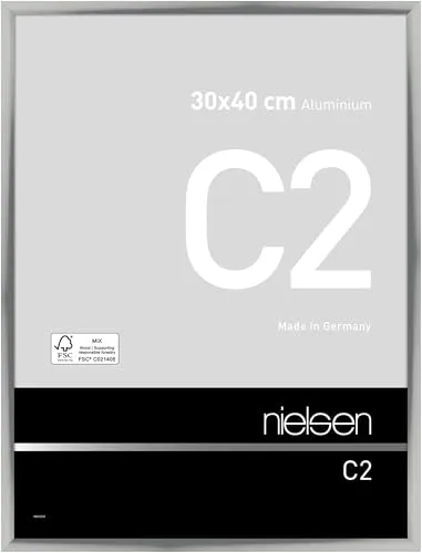 Nielsen Bilderrahmen C2 63003 30x40cm Silber - Einzelrahmen aus Aluminium mit klarem, kantigem Profil, ideal für moderne Einrichtungen und vielfältige Bilder – Qualität von Nielsen Design zum günstigen Preis.