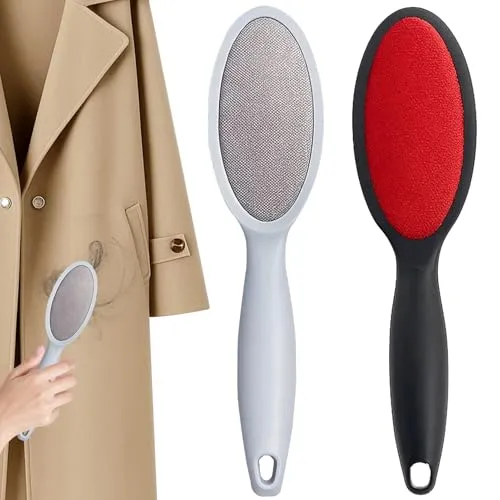 BaZuyunMd 2 Stück Fusselbürste, Doppelseitige Kleiderbürste für Tierhaare und Flusen, Flusenentferner und Wollwalk Bürste, Schwarz, Graublau, Für Kleidung, Möbel und Autositze