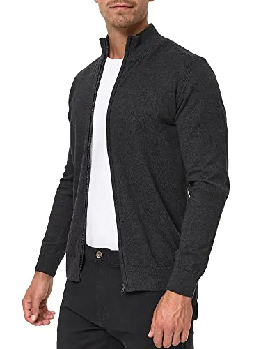 Indicode Herren Lau Strickjacke mit Stehkragen – Charcoal Mix, 3XL - Moderne Strickjacke mit durchgehendem Reißverschluss für einfaches An- und Ausziehen. Ideal für lässige Outfits. Regular Fit für optimalen Tragekomfort, aus 80% Baumwolle für ein angenehmes Hautgefühl.