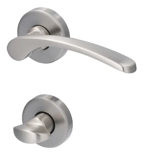 Rosettengarnitur Amos edelstahlfarben/satiniert für WC-Türen