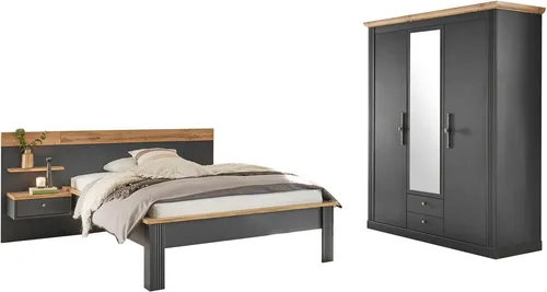OTTO home Schlafzimmer-Set Westminster, Bett mit Kleiderschrank und Wandpaneel - Das Schlafzimmer-Set »Westminster« von OTTO home vereint klassischen Landhausstil mit praktischer Funktionalität. Es umfasst ein Bett, einen 3-türigen Kleiderschrank und ein Wandpaneel, ideal für ein harmonisches Raumkonzept.