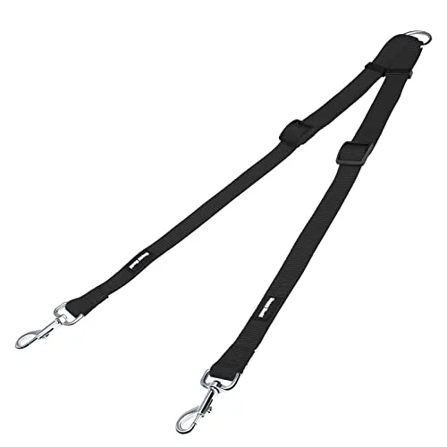 HAPPY HACHI Doppelte Hundeleine,Kein Verheddern 360° Drehbarer Doppelleine für 2 Hunde,Einstellbar Coupler Kein Tangle Nylon Wanderung Leine für Hunde Klein Mittlere und Große Lauftraining (Schwarz-L)