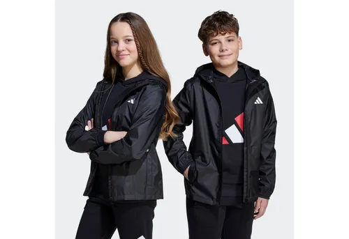 adidas Sportswear Windbreaker J RAIN JKT schwarz 176 EU - Funktionsjacke für sportliche Aktivitäten, aus 100% Polyester, ideal zum Laufen und schützt vor Wind und Regen.