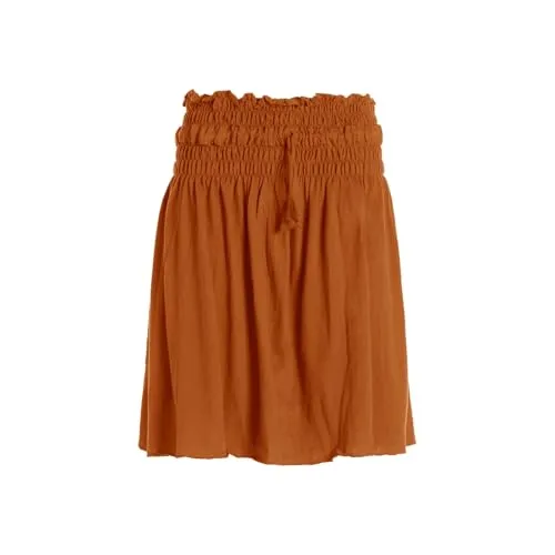 Vishes kurzer Basic Damenrock in orange - Röcke für Damen, handgefertigt aus 100% Baumwolle mit elastischem Stretchbund, ideal für jede Jahreszeit und vielseitig kombinierbar.