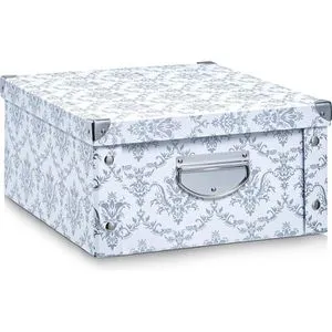 Zeller Aufbewahrungsbox 17973 Vintage, 22Liter, mit Deckel, Pappe, weiß, A4, 33 x 40 x 17cm