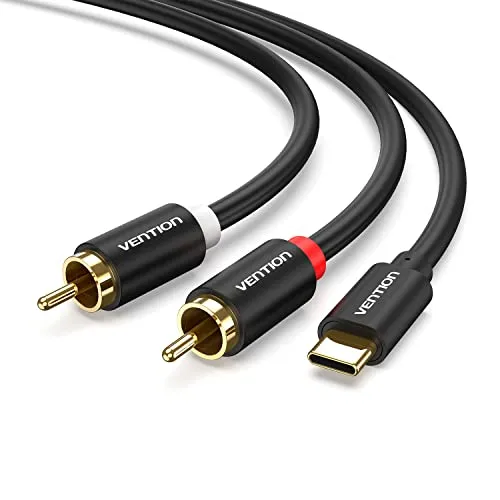 VENTION USB C zu 2X RCA Audio Kabel Typ C zu 2RCA Stereo Adapter Kabel,USB-C zu Dual Cinch Stecker Y Kabel für Telefon,Tablet,Lautsprecher,PS5,Verstärker,DVD,TV,Soundbox,Macbook Pro(3.28FT/1Meter)