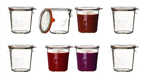Weck 6 Weckgläser 500 ml mit Deckel und Klammern - Einmachgläser aus hochwertigem Glas (500ml) für sicheres Einkochen, Einlegen und Aufbewahren. 100% luftdicht und stapelbar – ideal für eine effiziente Vorratshaltung!