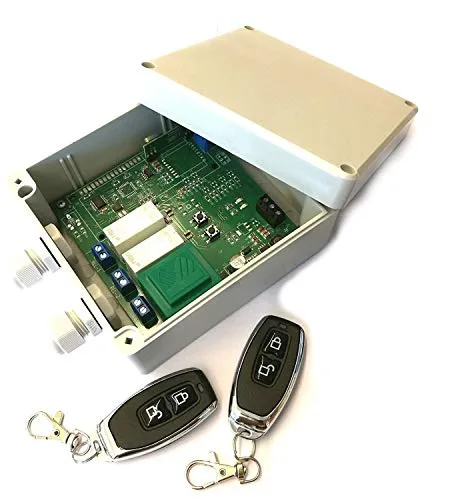 Funk Set 2x Handsender + Empfänger 433MHz Keeloq - Funk-Wandsender für Garagentorsteuerung, 200m Reichweite und vielseitige Einstellmöglichkeiten wie Lampensteuerung und Seilwindenfunktion.