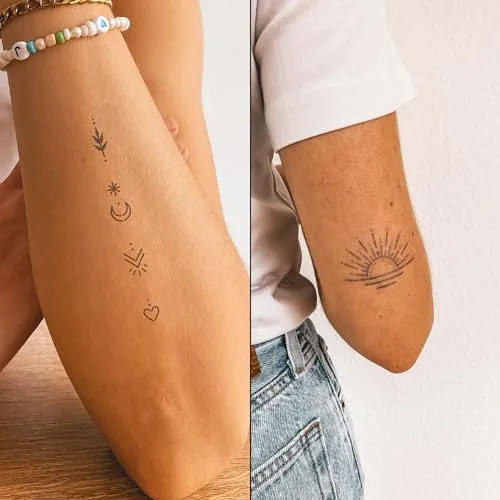 Inkster Schmuck-Tattoo Doppelpack - Wasserfest & Langanhaltend - Schmuck-Tattoos in verschiedenen Ornamenten, EU-zertifizierte Farben, wasserfest und bis zu 2 Wochen haltbar für einen stilvollen Look.