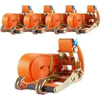 TRUTZHOLM Profi Ratschen Spanngurt Set 5x 8m 4000kg - Zubehör für Autoanhänger, 5 hochwertige Spanngurte mit Doppelhaken und Ratsche für maximale Transportsicherheit bis 4000kg.
