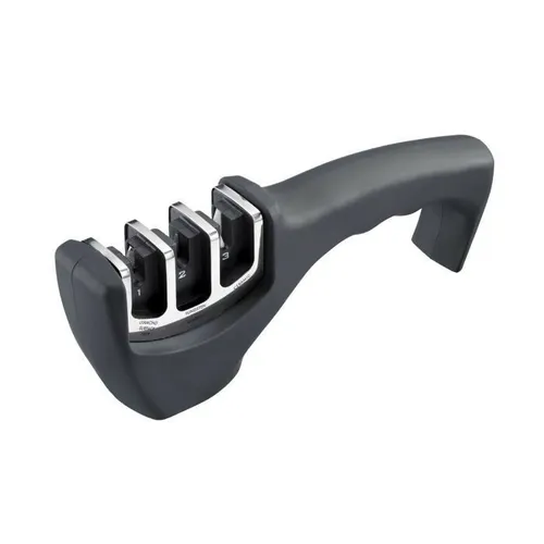 WESTMARK Messerschärfer Deluxe - Beidseitiger Hand-Messerschleifer - Messerschärfer aus Edelstahl, pflegeleicht und ideal für präzises Schärfen von Küchenmessern.