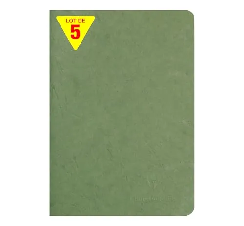 Clairefontaine 733163Cpack - Packung 5 Heft - Notizbuch geheftet, Age Bag, DIN A5 14,8x21 cm, 48 Blatt, liniert, 90g, Grün, 1 Pack
