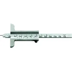 Tiefenmessschieber mit Stift 80mm - Messwerkzeuge für präzise Bohrtiefenmessung, mit gehärtetem Stahl-Messstift und matt verchromten Ableseteilen für optimale Ablesbarkeit.