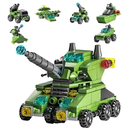 Vilbocr Einsatzfahrzeuge Bausteine Set, Tank | Polizeiauto, Feuerwehrauto, Krankenwagen, Rettungshubschrauber & Baufahrzeuge, STEM-Spielzeug, Für Kinder ab 6 Jahren