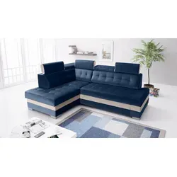 Robin Paris Ecksofa mit Schlaffunktion Bettkasten 5 Verstellbare Kopfstützen Sofa L-Form Schlafsofa Freistehende Eckcouch Schlafcouch Wohnzimmerm...