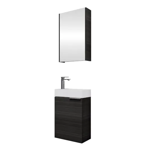 Badmöbel-Set 40cm mit Spiegelschrank (Anthrazit) von Planetmöbel